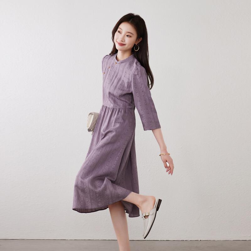 SOFSIL New Chinese Style Stand Collar Seven-Sleeve Dress