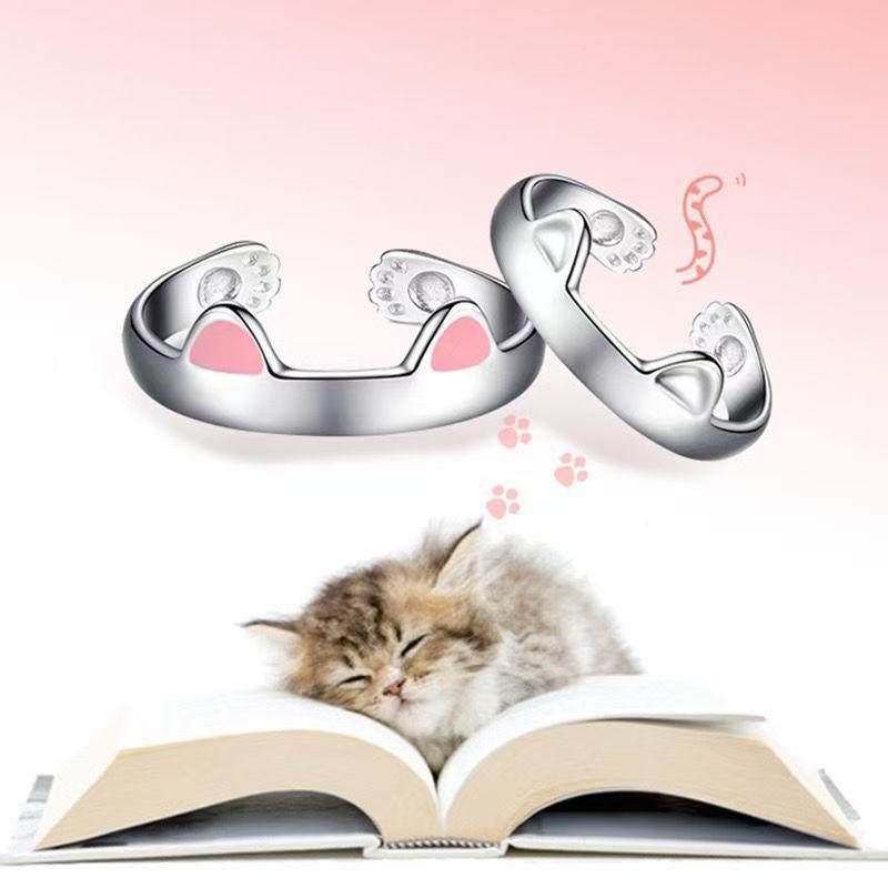 Adorable Cat Paw & Ear Adjustable Ring - Cute Japanese & Korean Fashion