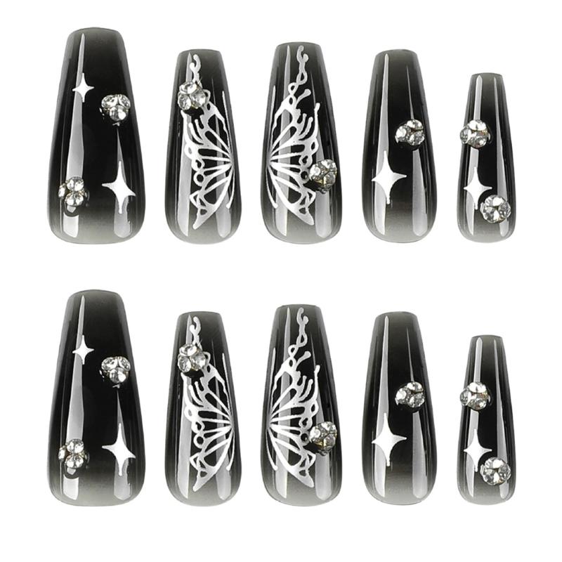 Press On Nails Detachable False Nails French Tip False Nails Hollow Butterfly Full Cover Nail Tips Artificial False Nail 1
