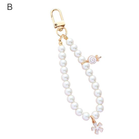 Catena Perle finte Lecca-lecca Lettera Decorazione Portachiavi vintage anti-smarrimento Accessori per telefoni