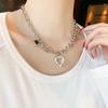 Fashion Trend OT Buckle Hollow Love Necklace Hip-hop Cool Punk Metal Pendant Clavicle Chain Women's Necklace