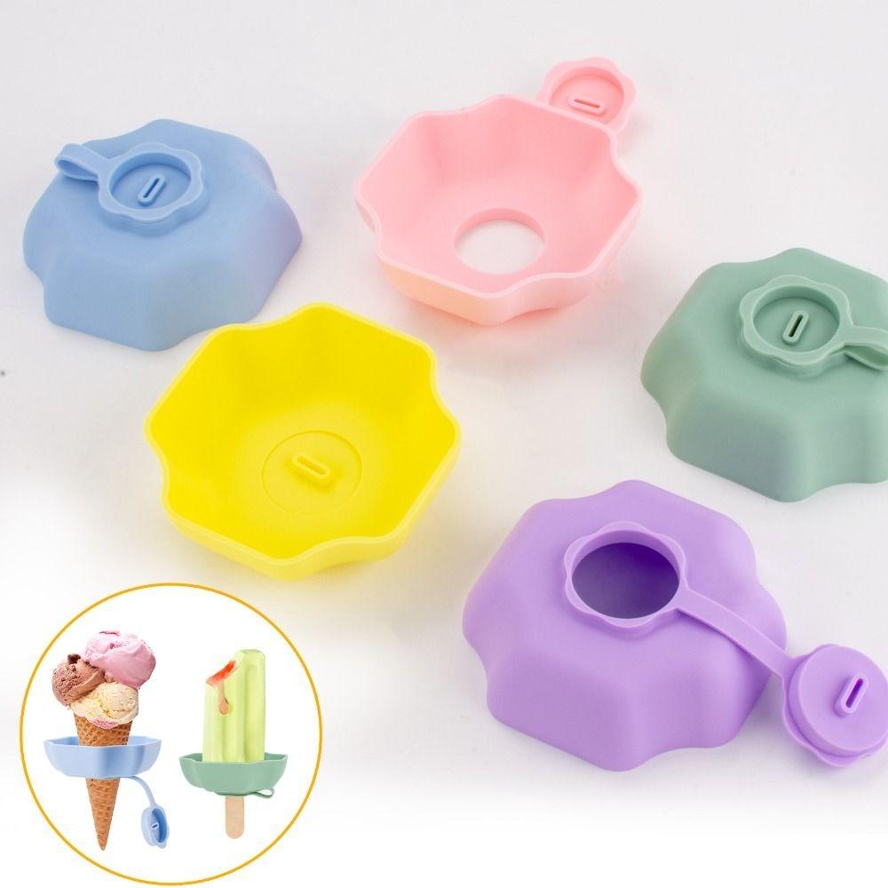 New Silicone Drip-Proof Popsicle Rack Reusable Multi Color Ice Cream Stand Handheld Ice Cream Tray