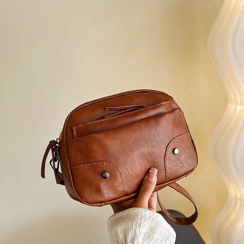 Vintage Simple Women Tašky přes rameno Malá kabelka Crossbody Phone Peněženka Pack Měkké PU kožené čtvercové tašky Messenger