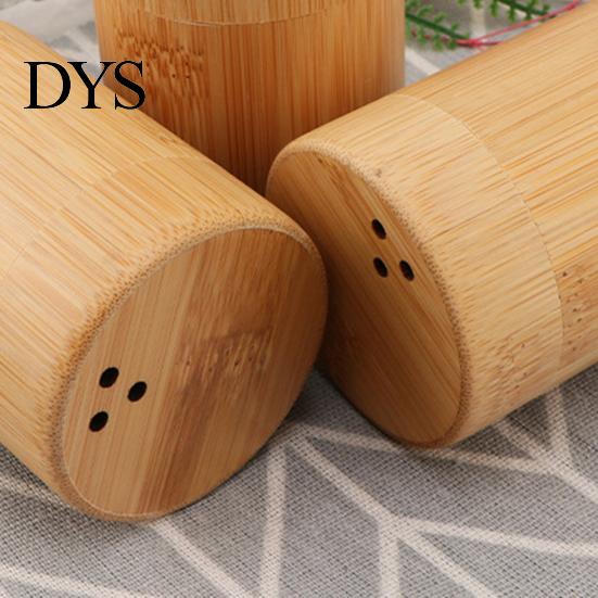 Toothpick Dispenser Storage Box Portable Dustproof Bamboo Large Capacity Round Tooth Pick Holder for Hotel