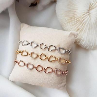 Bday Circle Pink Women's Silver Bracelet Gift Gold Cubic