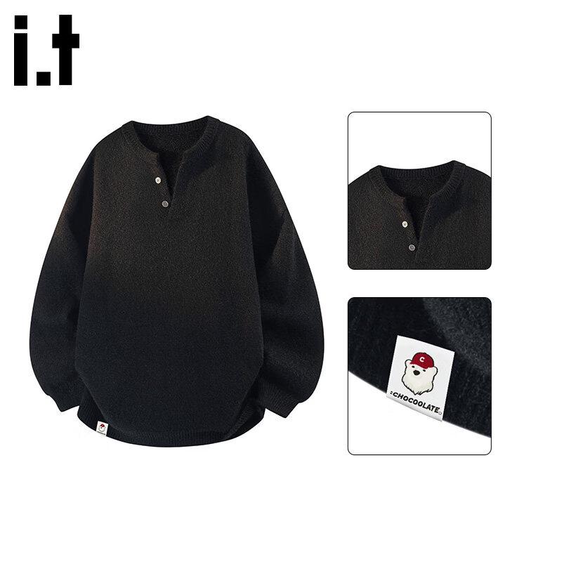 Women s Laid-back Henley Knit Sweater L