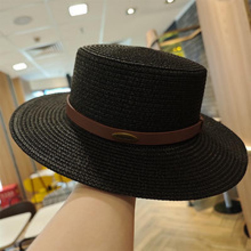 French Flat Straw Hat for Women's Spring and Summer Seaside Vacation Beach Hat Sun Shading and UV Protection Large Eave Basin Hat