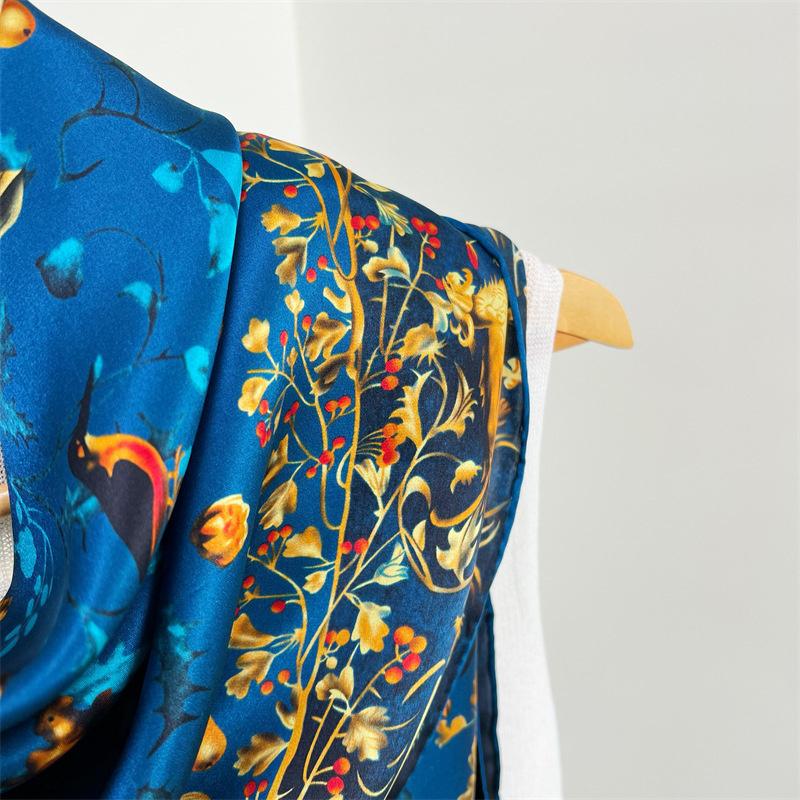 110*110 cm Quadratischer Seidenschal Damenmode Bedruckter kleiner Halsschal Büro Damen Haargürtel Folar Taschentuch Damen Taschentuch Schal Schal