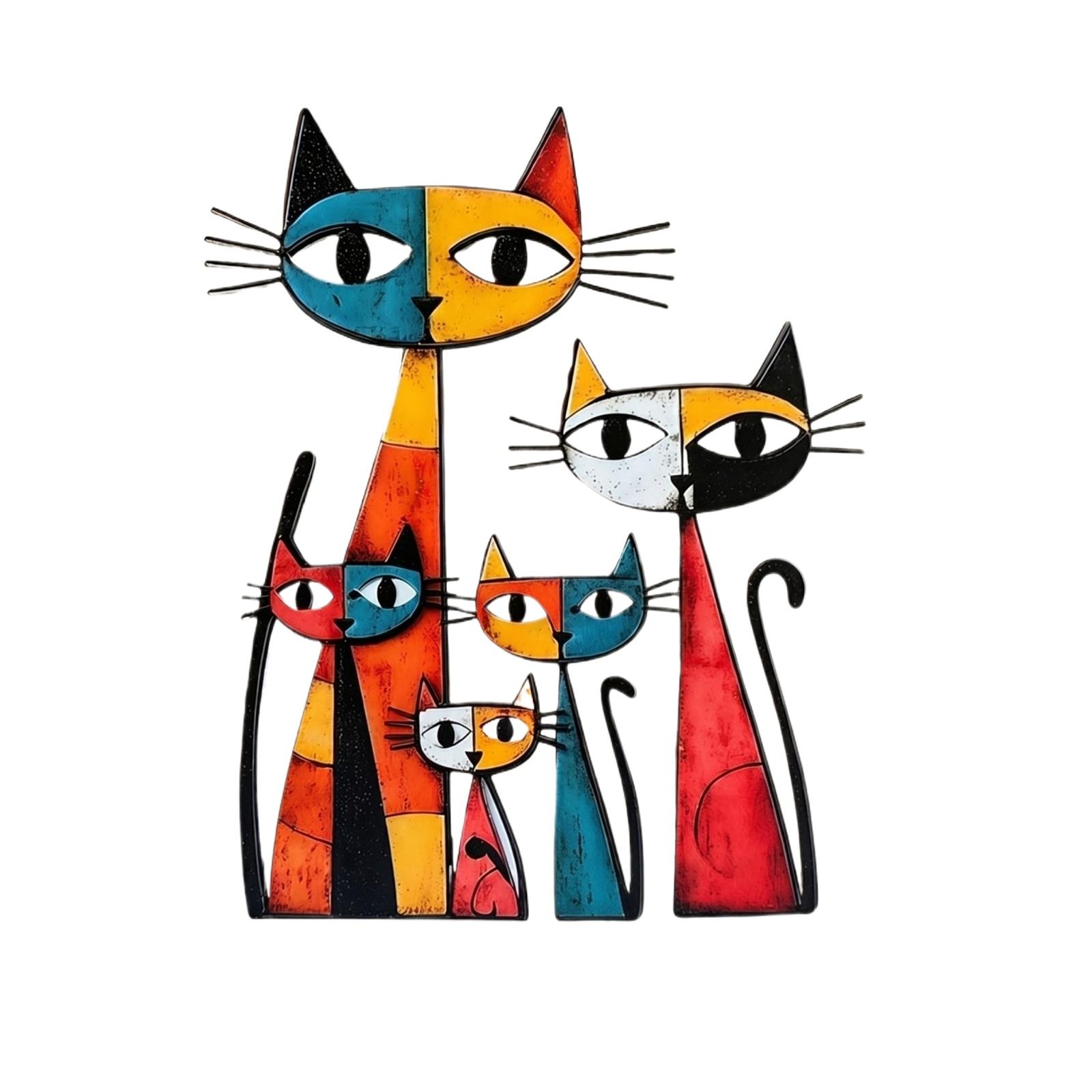 

Metal Wall Art Cat Silhouette Sculpture Abstract Iron Craft Decorative Hanging Ornament for Home Office Living Room Wall Display KY A114 one size