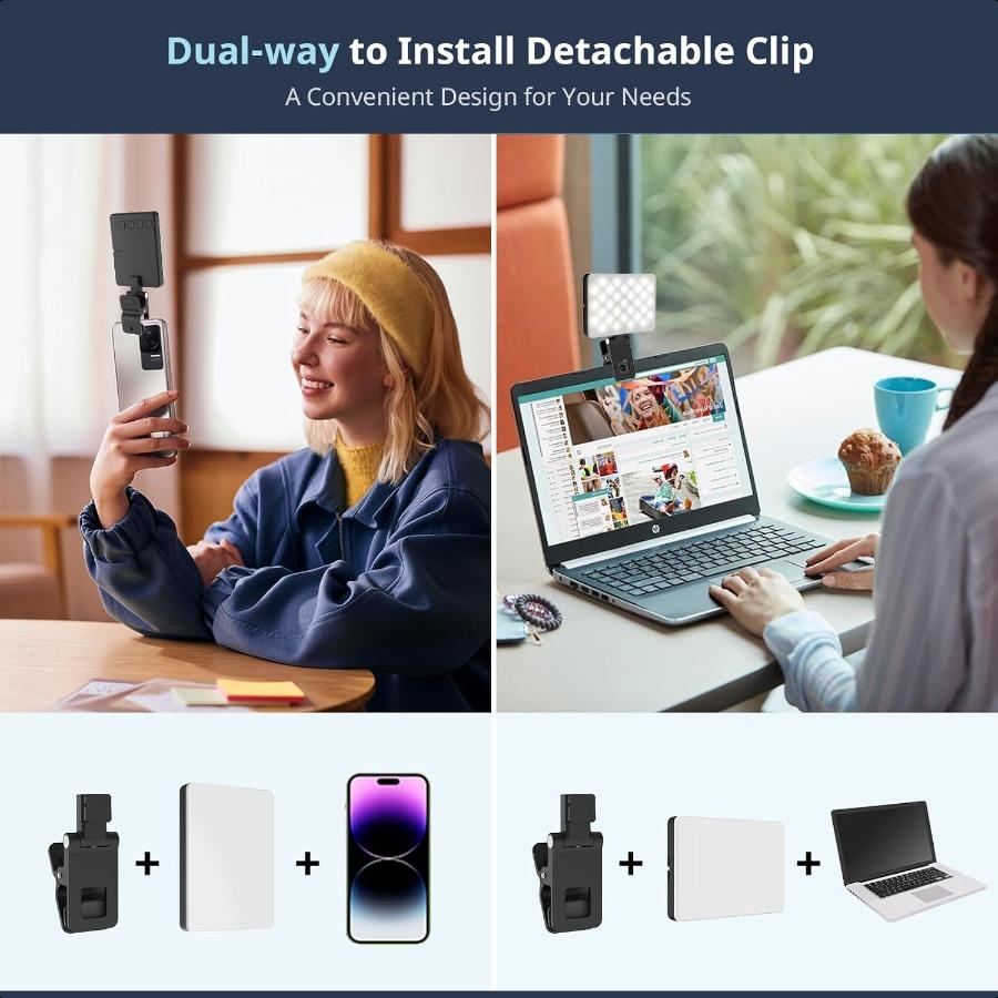 Sensyne Selfie Light Rechargeable LED Fill Light Compatible with Cellphone iPad Laptop Tablet for Selfies TikTok Live Streaming