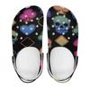 White EVA Clogs with Neon Heart Print, Lightweight Slip On Garden Shoes, Breathable Beach Sandals, Indoor Outdoor Slippers for Men Women