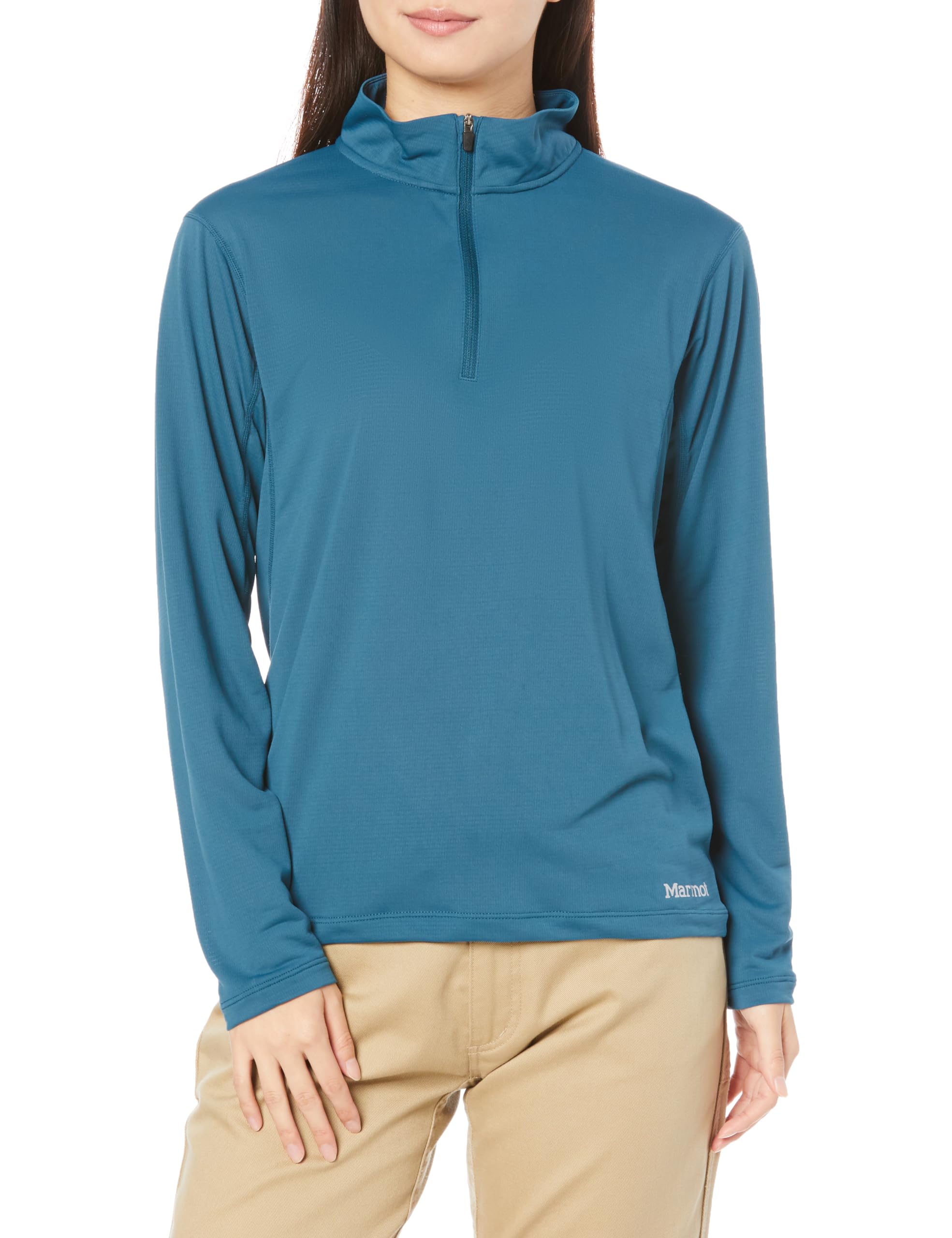 

Женская футболка с длинным рукавом и молнией до середины груди Marmot Climbskin, синяя синий