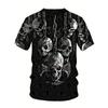T-Shirt Men Punk Skull Digital 3D Prints Summer Casual Crew Neck Short Sleeves T-Shirt Harajuku Street Men's Clothing