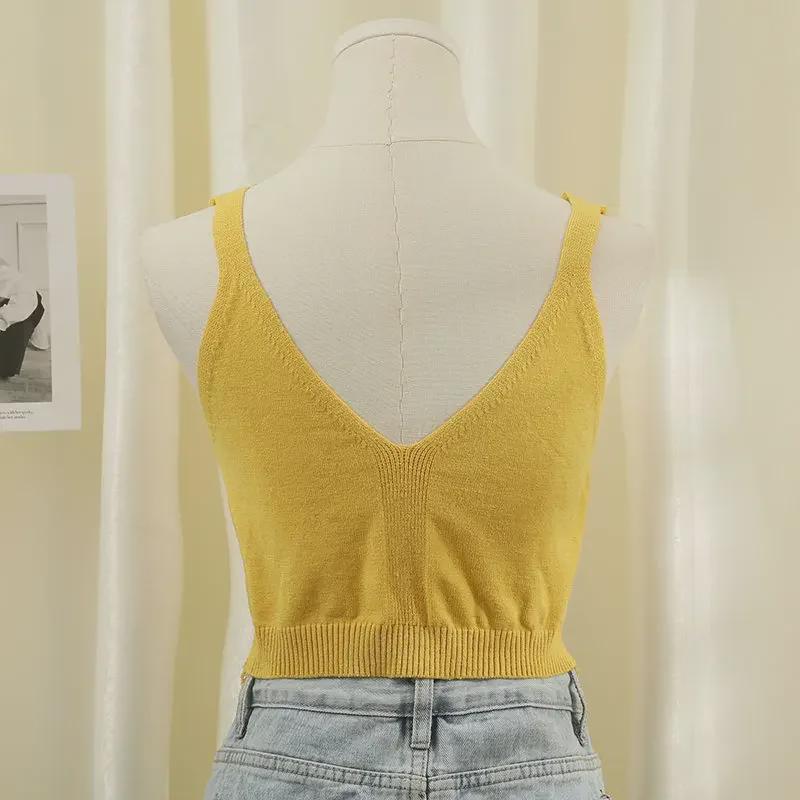 2024 Women's Ice Silk Solid Color Three-Button Knit Vest for Spring/Summer