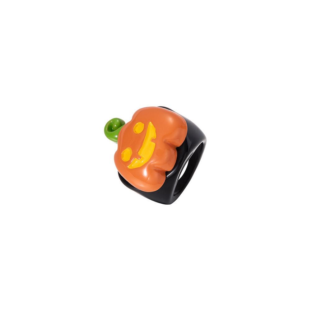Halloween Devil Pumpkin Ring Trendy And Simple Resin Jewelry Perfect For Gifting