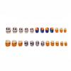 24 Pcs Halloween Press On Nails Short CEWEWP Square Cartoon Fake Nails Mummy Patch Press Ons Nail Tips Orange French Glue On Nails with Terror
