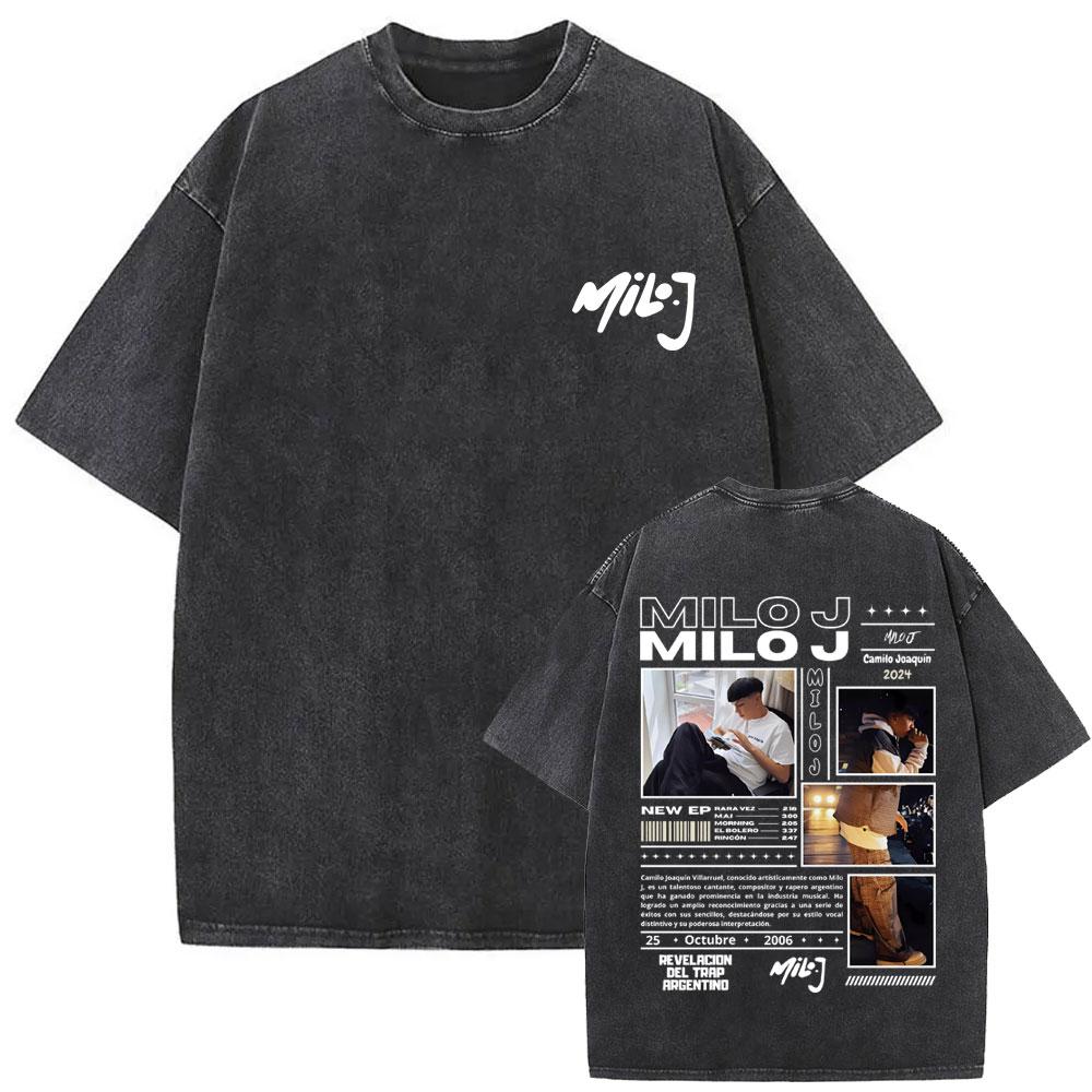 Gewaschenes Vintage Rapper Milo J La Vida Era Mas Corta Album Grafik T-Shirt Herren Damen Hip Hop Mode Popmusik T-Shirts Streetwear