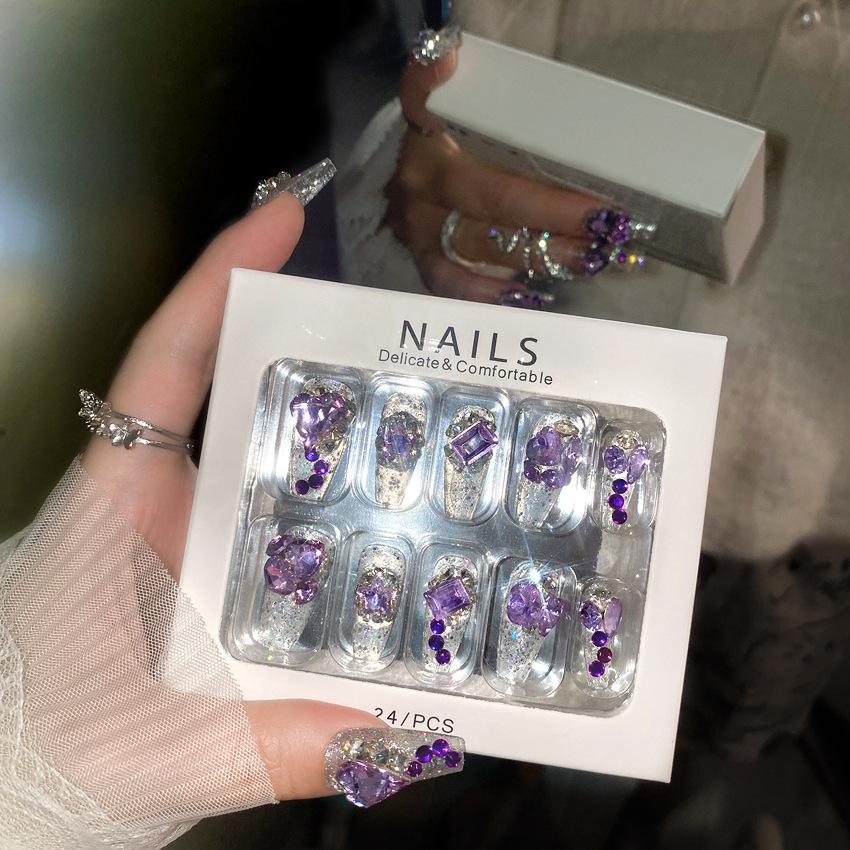 Handmade Nail Art Wearing Nail Fake Nail Patch Nail Art Patch Finished Ins Jewel Full Diamond Glitter Nail Art Tablet U78