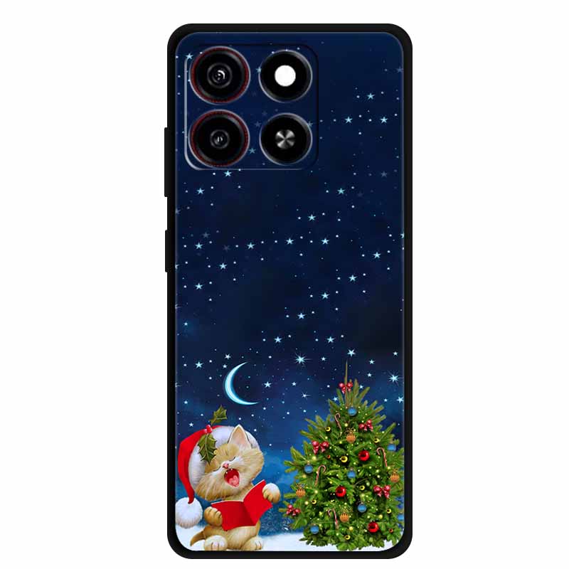 Christmas Cover For ZTE Blade A35 A55 Case Black Silicone Cases for ZTE Blade A55 Cartoon Santa Claus Christmas Tree Back Cover