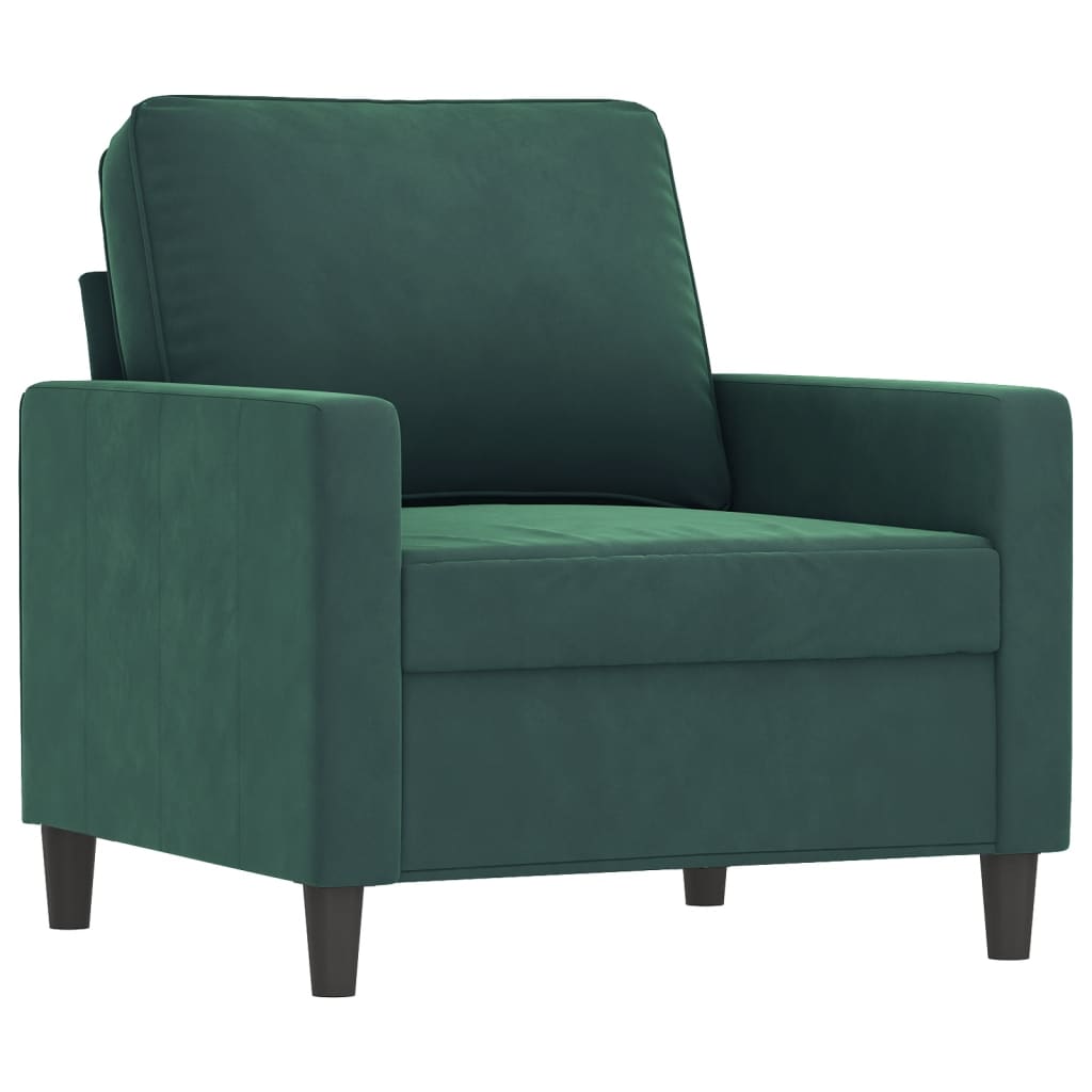 Vidaxl 4-Cz. Living Room Set, Dark Green, Upholstered In Velvet