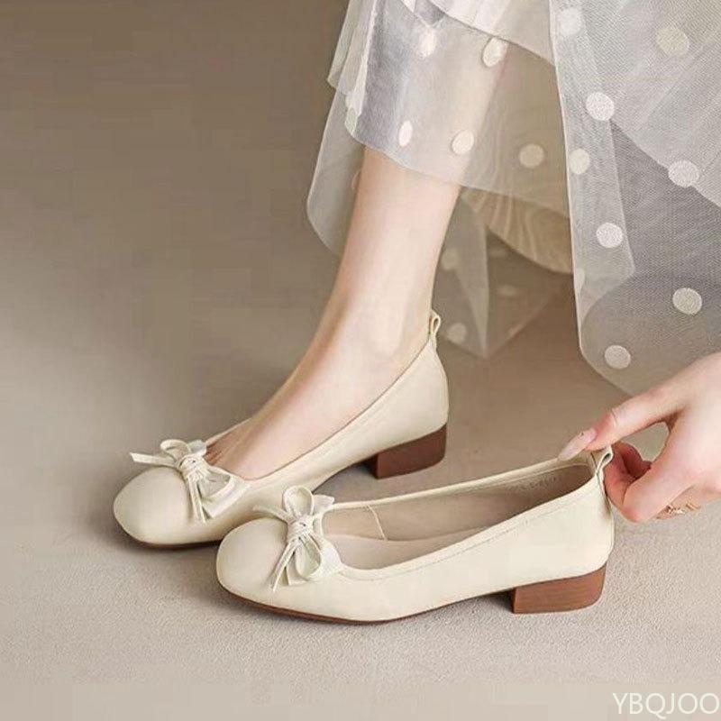 Fashion Summer New Soft Soled Square Heel Women's Shoes Shallow Mouth Comfortable Low Heel Fashionable Versatile Women's Shoes