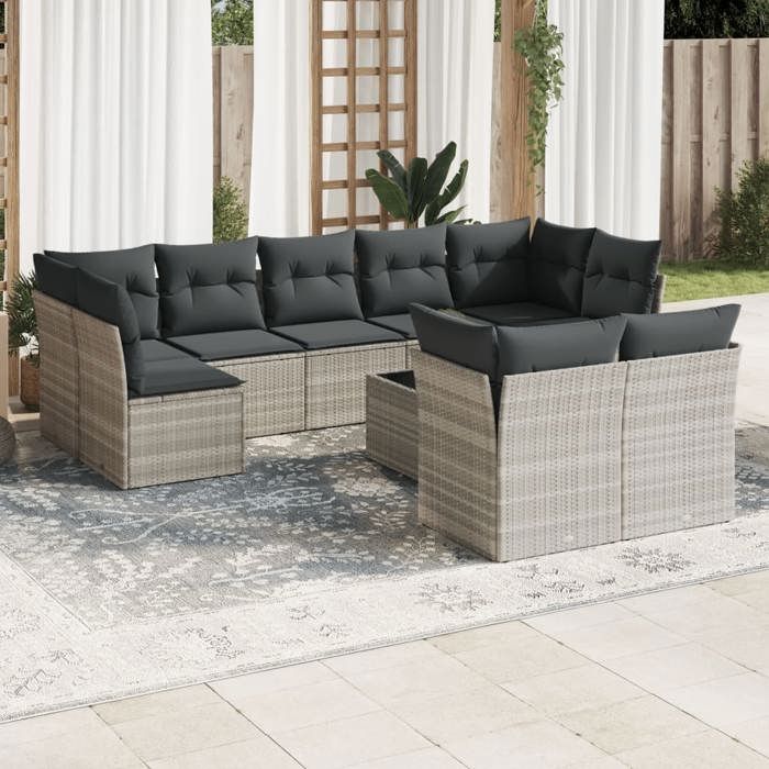VidaXL Garden Lounge Set with Cushions 10 Pcs, Sofas with Adjustable Feet, Outdoor Furniture Set Patio Terrace, 3218162