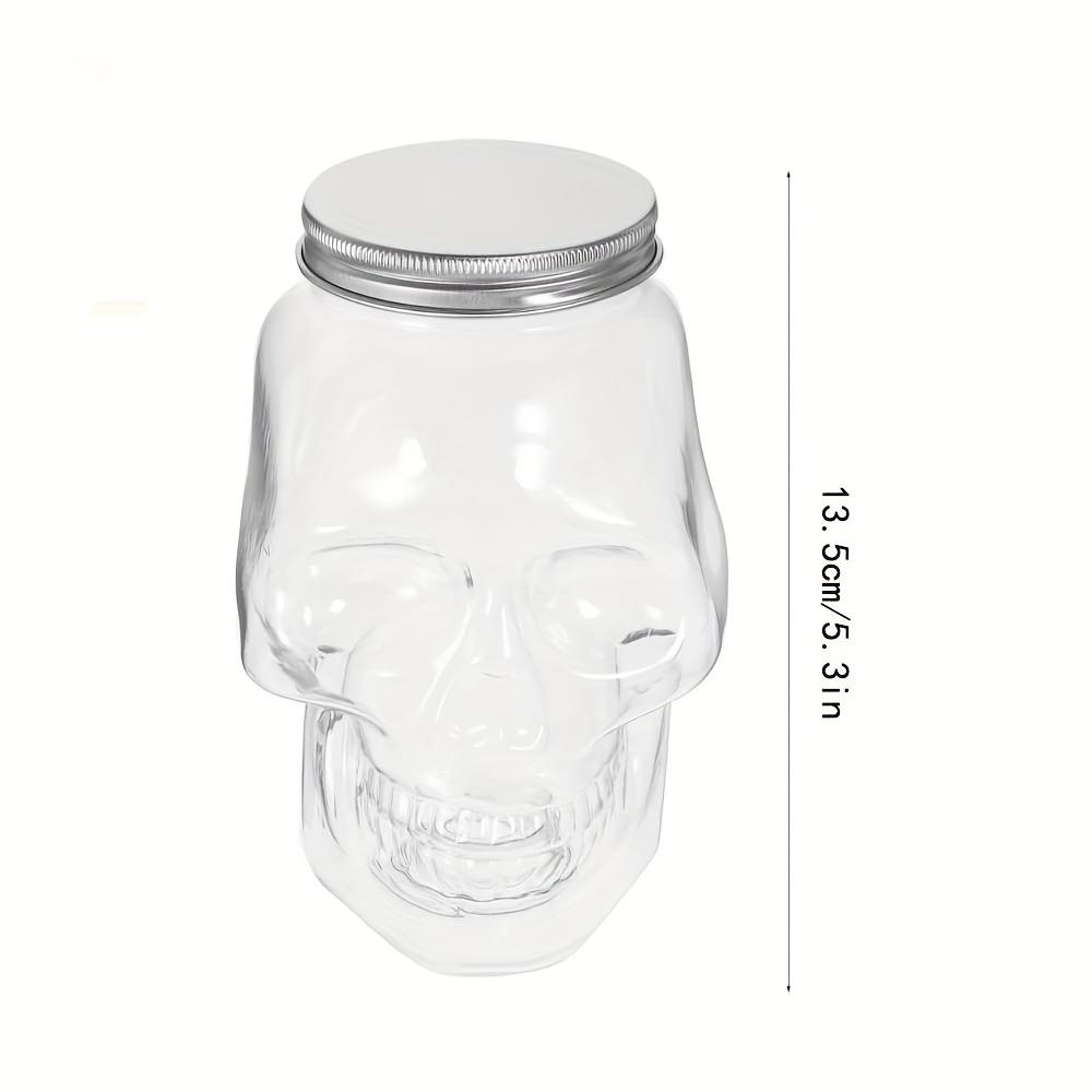 

6pcs Halloween Transparent Skull Plastic Jars with Lids -Flip-Top Closure, Ideal for Home Decor, Mini Statues, Collectibles