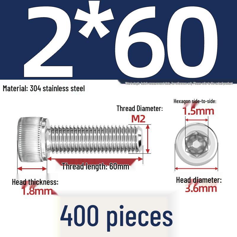 304 Stainless Steel Hex Socket Head Cap Screws, M2-M10, Extended Length