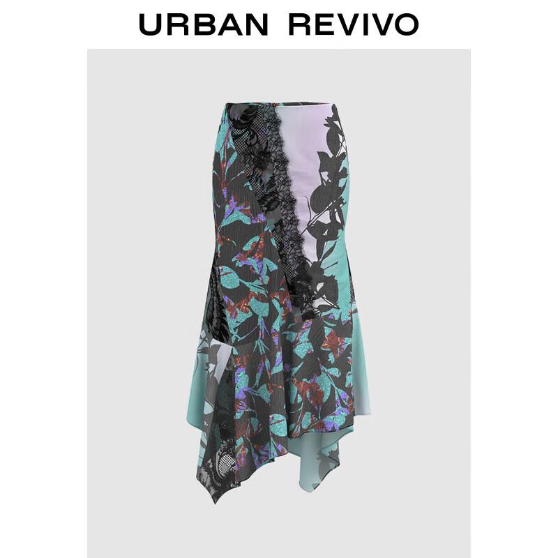 

UR 2025 Spring Women s Printed Fishtail Midi Skirt UWA550004 S