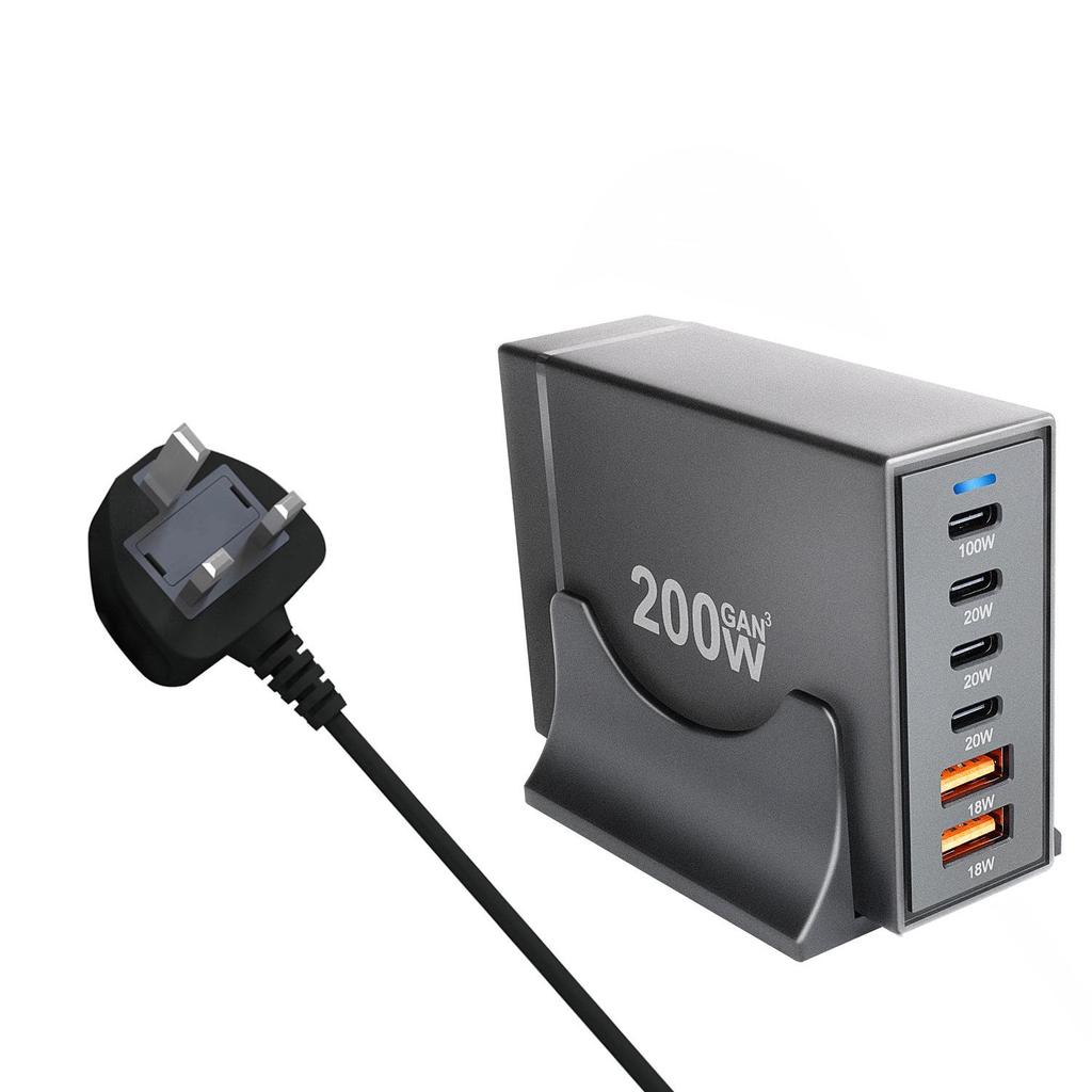 200W Multi-Port USB-PD Fast Charger for Laptops and Phones