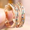 Multicolor Crystal Rainbow Zircon Hollow Tiny Hoop Earrings For Women Charm Gold Color Ear Buckle Wedding Jewelry Versatile Gift