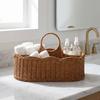 Woven Basket Arched Handle Rattan Brown Tray Organizer