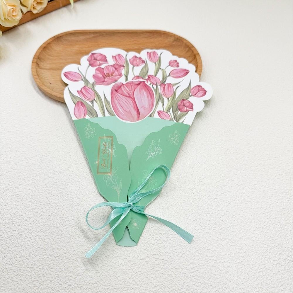 5pcs Tulips/Daisies/Roses Floral Greeting Cards Bouquet Pattern Invitation Card Mother s Day Tulip