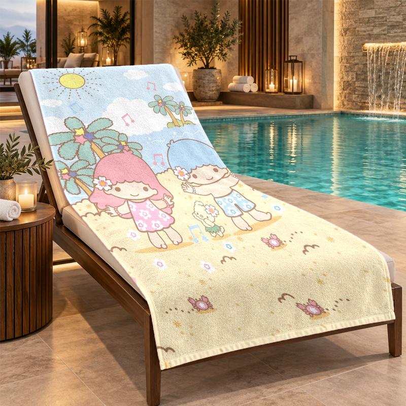 Beach Towel with Little Twin Stars Design, Quick Dry Lightweight Towel for Swimming Pool Travel