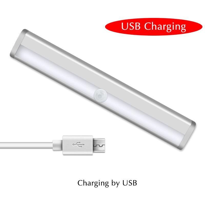 

10LEDs Motion Sensor Cabinet Light Rechargeable Wardrobe Lamp Makeup Lights White Light For Bedroom Kitchen Washroom Lighting