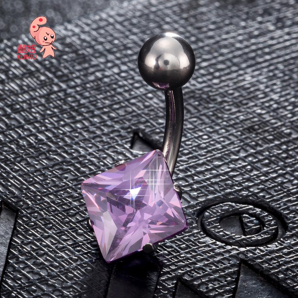 Rhombus Belly Button Ring - Fashionable Navel Jewelry with Unique Personality Design