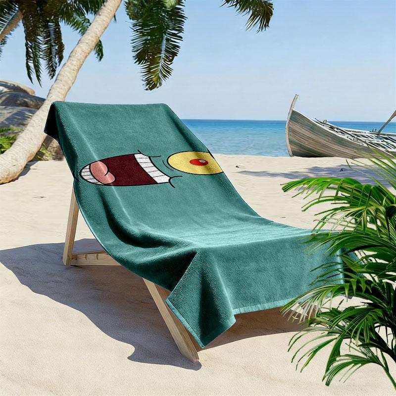 SpongeBob SquarePants Print Beach Towel, Large Soft Quick Dry Towel for Beach Camping Swimming