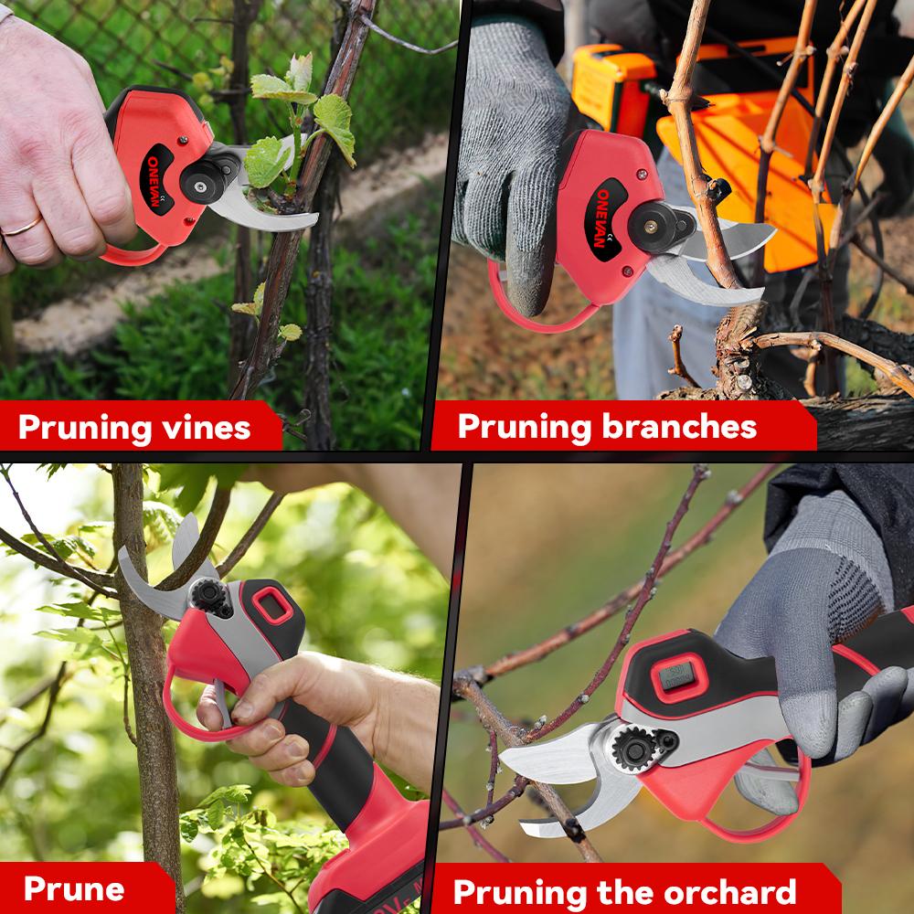 ONEVAN 1000W 30MM Brushless Electric Pruning Shears 4Gears Cordless Electric Pruner Branch Rechargeable Gardening Tool For Makita 18V Battery