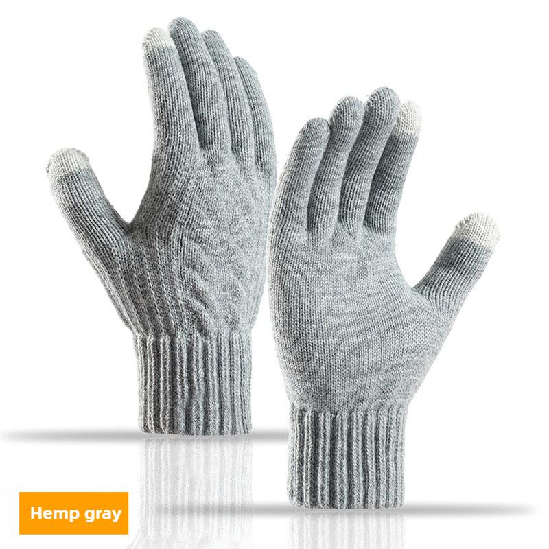 New Autumn and Winter Knit Gloves, Plus Size Men's Cold-Resistant Warm Gloves, Oversized Women's Touchscreen Gloves