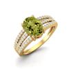 1.79 Ctw Oval Peridot 925 Sterling Silver Gold Vermeil Split Shank Women Engagement Ring