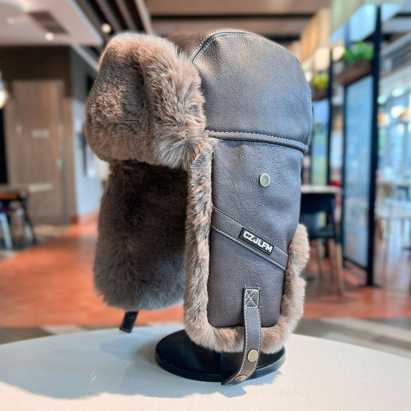 

Мужской зимний бархатный теплый велосипедный электровелосипед для людей среднего и пожилого возраста для защиты от холода на северо-востоке кожаная хлопковая шапка зимой