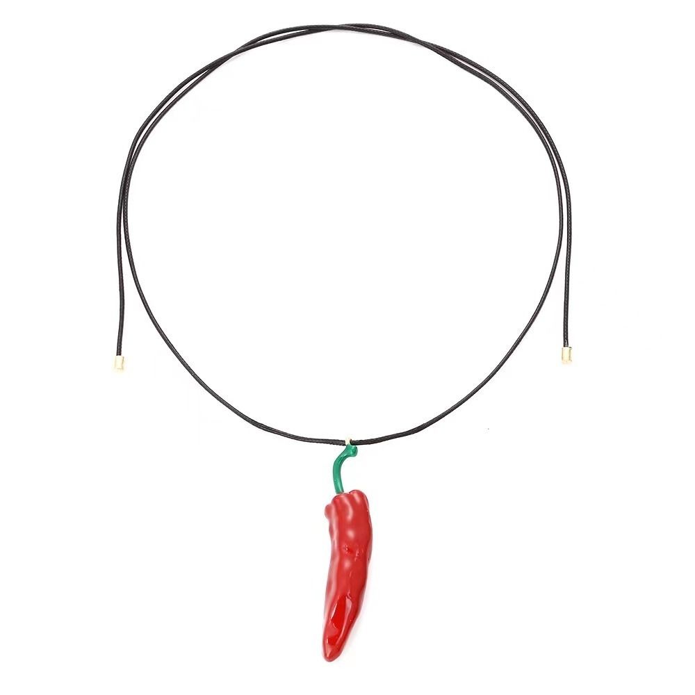Simple Fashion Necklace Boho Style Metal Accessories Cute Red Pepper Pendant  Parties