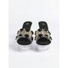 Women's 12cm Clear Chunky Heel Sandals - Fashion Square Toe Rhinestone Non-Slip Nightclub Shoes LFD-19866-10