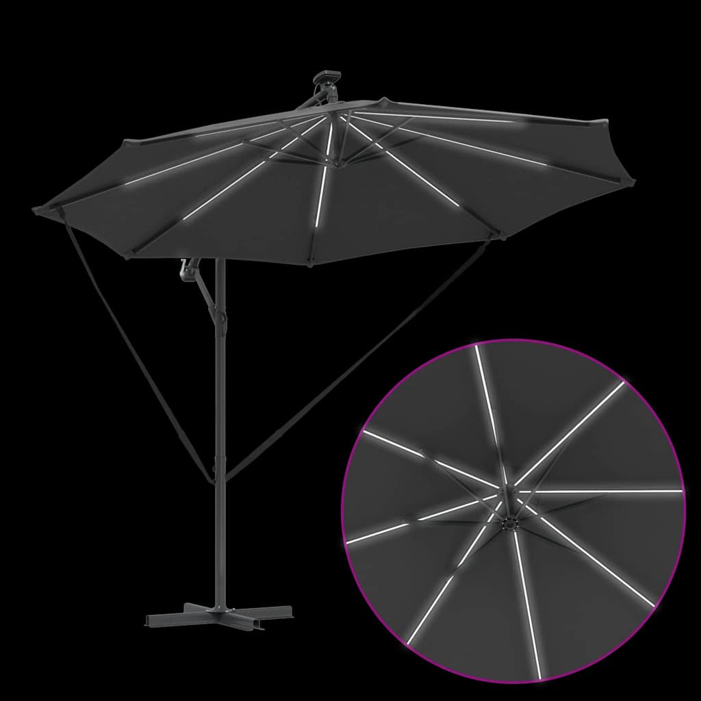 Anthracite LED Strip Sun Umbrella 294 X 294 X 248 Cm