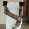 Elegant Colorful Sequins Wedding Dress Decoration Mesh Extended Arm Sleeves Fingerless Long Bridal Gloves Accessories