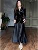 2025 Autumn European & American Elegant Solid Color Top and Skirt Set