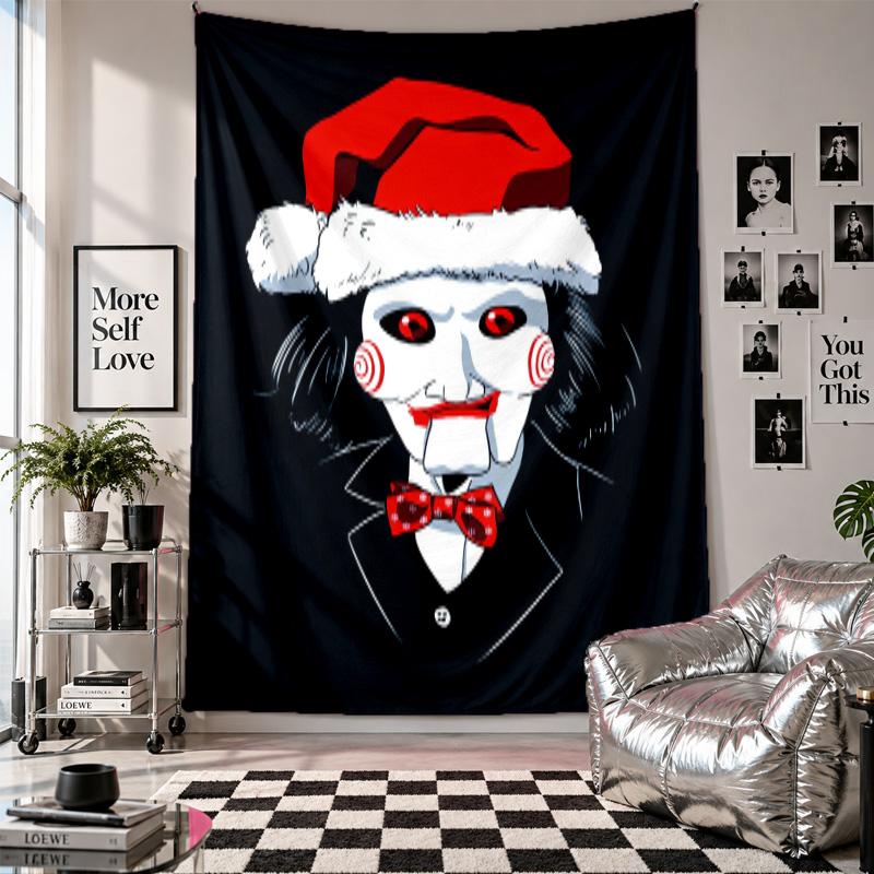 Wall TapestrySaw Billy the Puppet Art Hanging Cloth Decorative Background Cover for Room Decoration