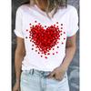 Summer Round Neck 3D Heart Graphic Print Top Fashionable Casual Short Sleeved Women's T-shirts