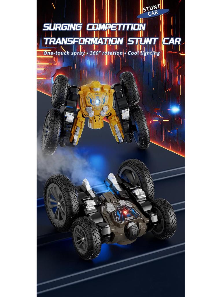 Dual-Sided Rotating Butterfly Stunt Robot Car with Transforming Spray and 2.4G Drift Remote Control