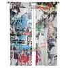 Vintage Old Newspaper Graffiti Tulle Curtains For Living Room Bedroom Decoration Chiffon Sheer Voile Kitchen Window Curtain